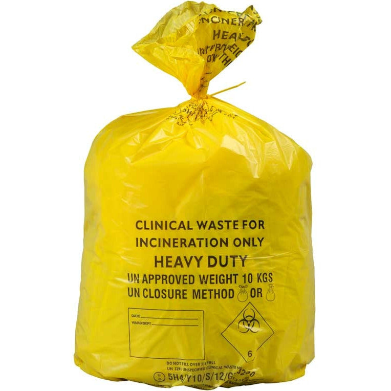 Yellow Medium Duty Clinical Waste Bags - Large 90L - Roll of 50