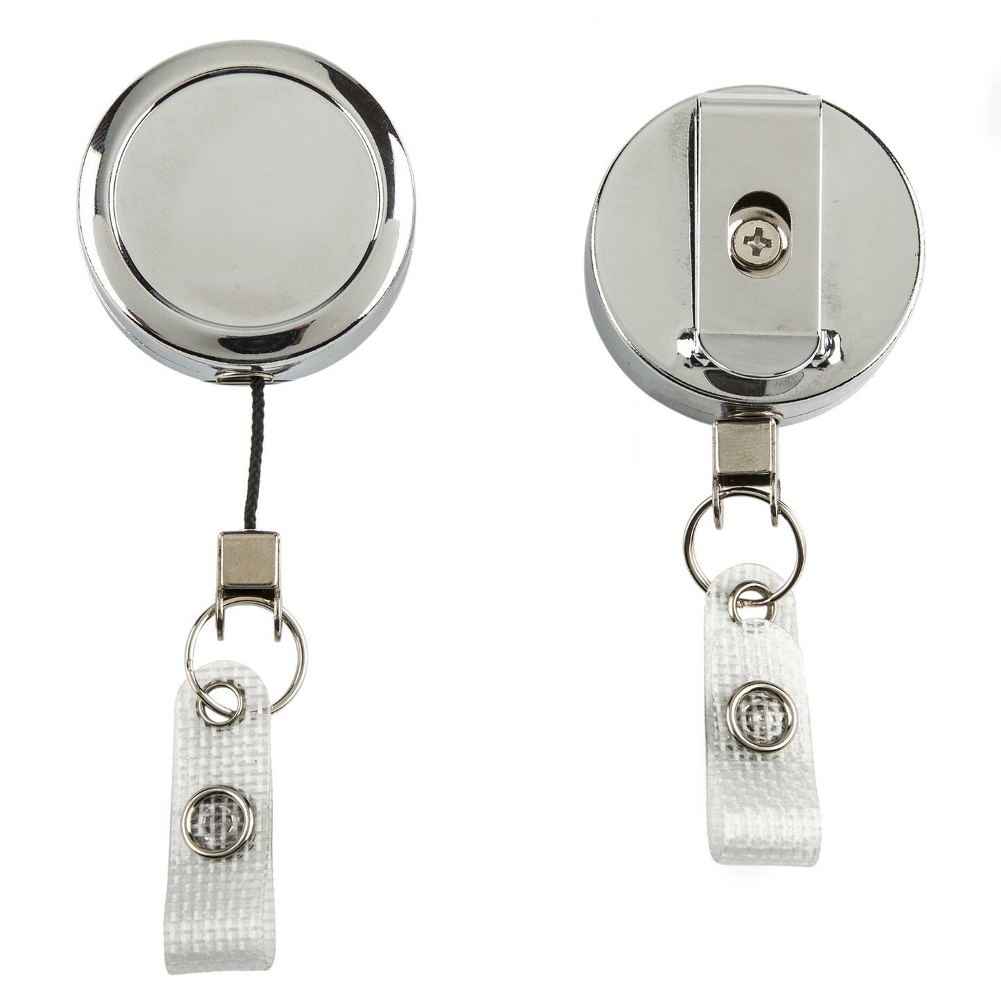 Chrome heavy duty badge reel with strap - Pack of 10 - Identibadge