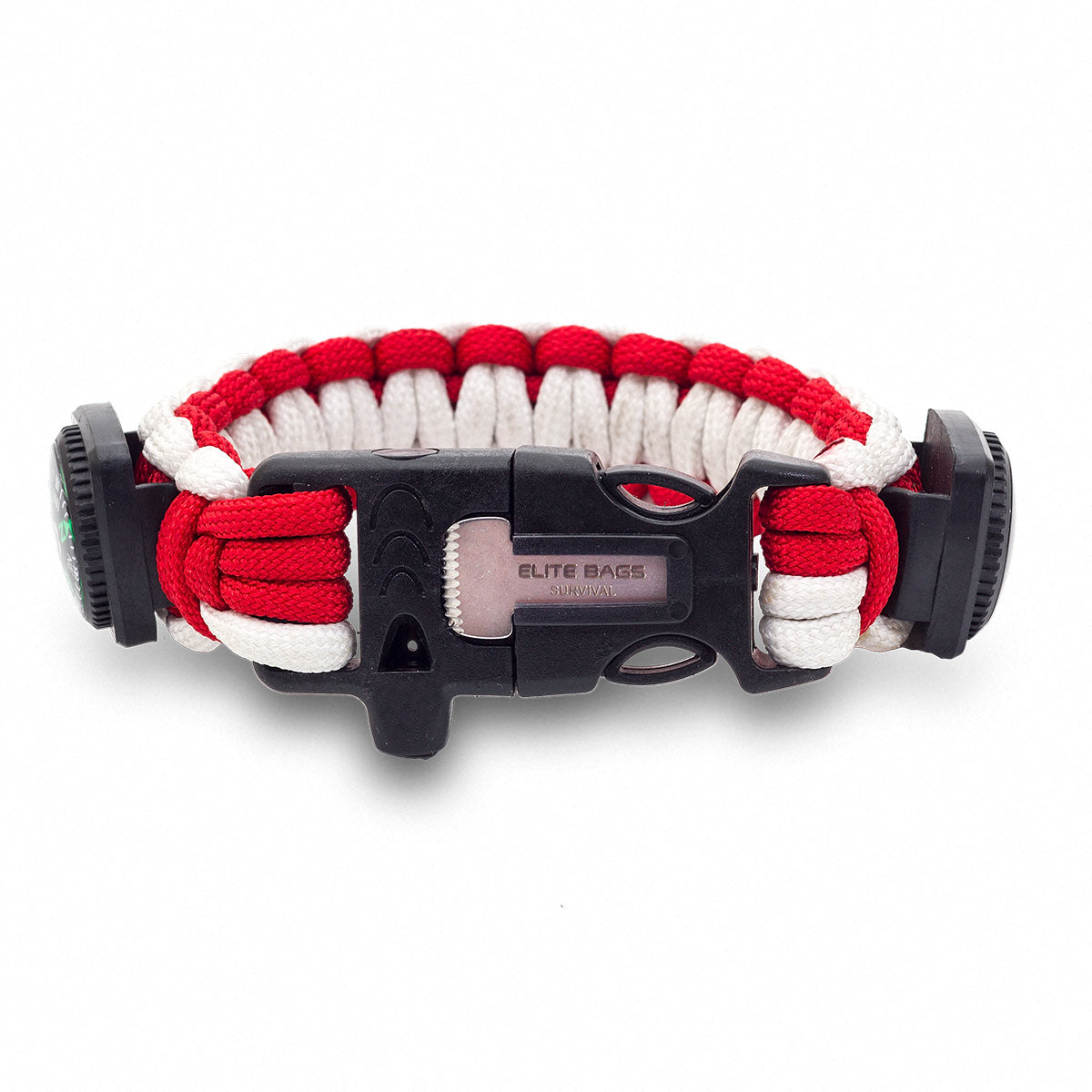 WRIST'S Rescue Fluorescent Bracelet - Paracord - Red & White - 
