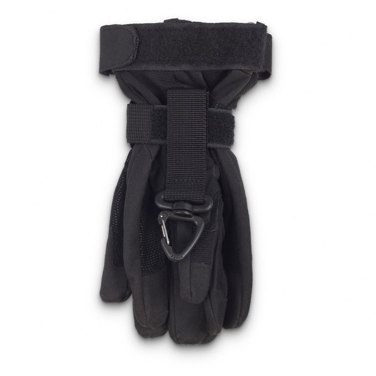 Glove Holder/Rope Accessory w/ Multi-Use Carabiner - Black Polyester - 