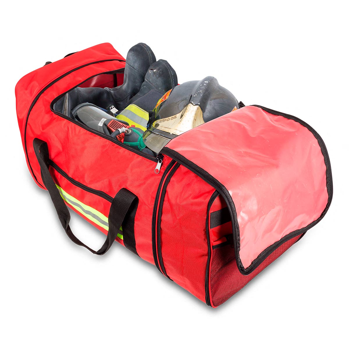 Firefighter Bag - PPE Hose Pack Bag w/ Wheels - Red - 