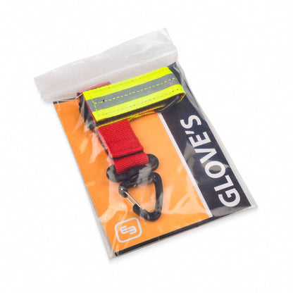 Glove Holder/Rope Accessory w/ Multi-Use Carabiner - Red Polyester - 