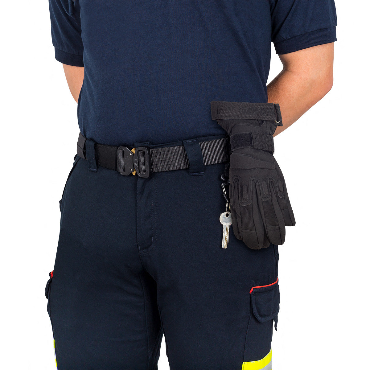 Glove Holder/Rope Accessory w/ Multi-Use Carabiner - Black Polyester - 