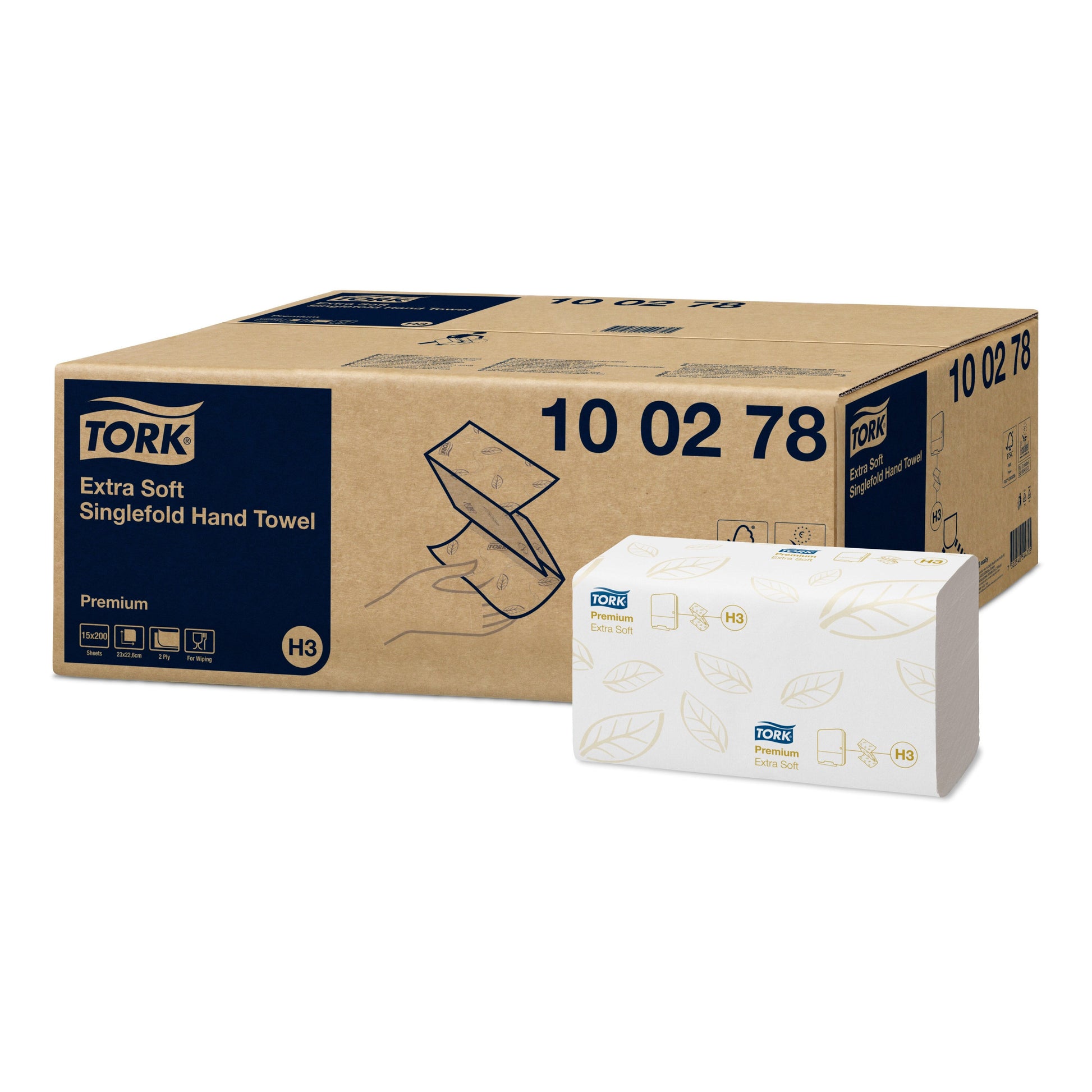 Tork Extra Soft Singlefold Hand Towel Premium 2Ply - 100278 - 3000 Towels - 