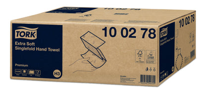 Tork Extra Soft Singlefold Hand Towel Premium 2Ply - 100278 - 3000 Towels - 