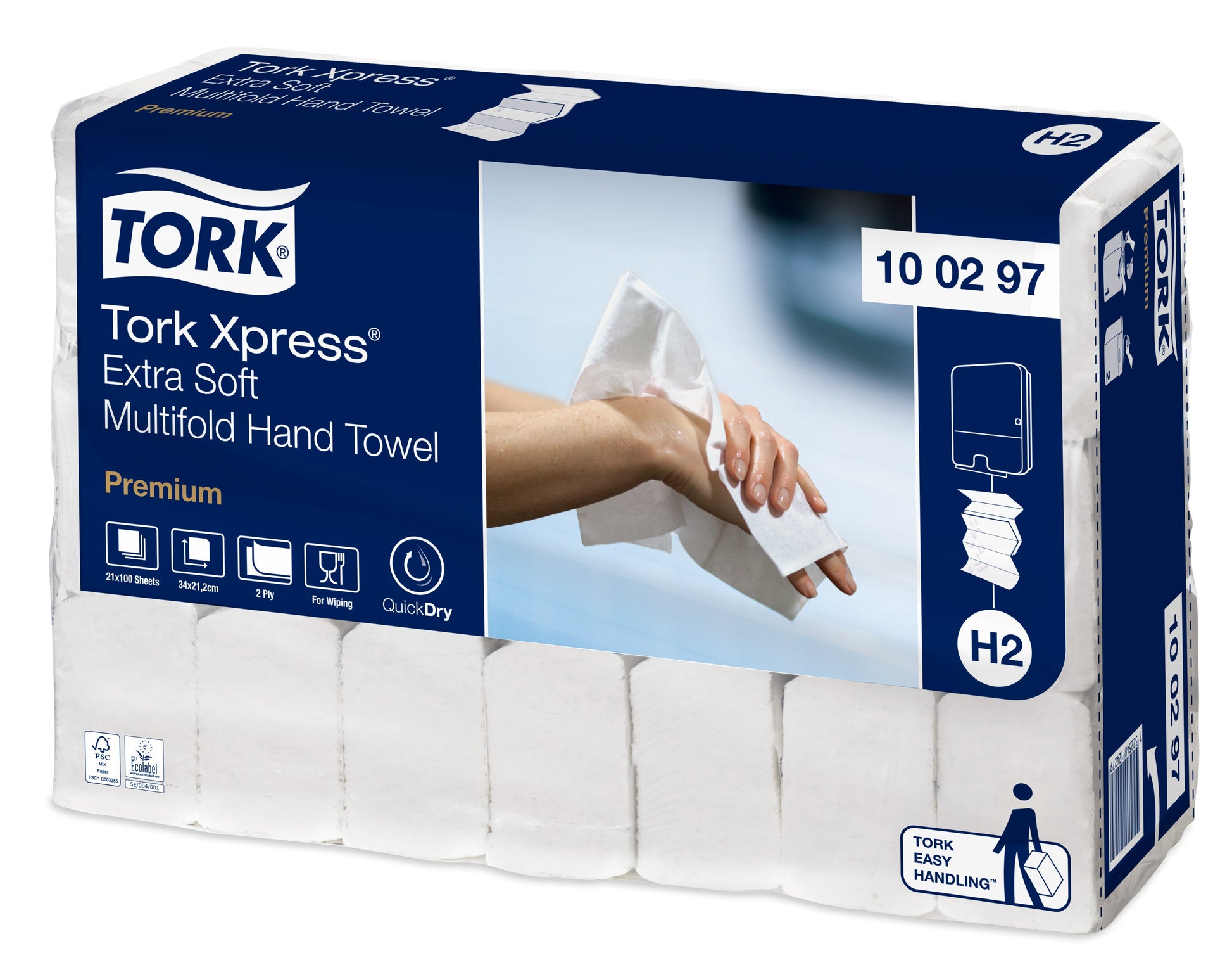 Tork Xpress Extra Soft Multifold Hand Towel Premium 2Ply - 100297 - Case of 21 x 100 Sheets - 