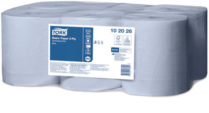Tork Basic Centrefeed Wiping Paper Blue 2 ply 130m x 6