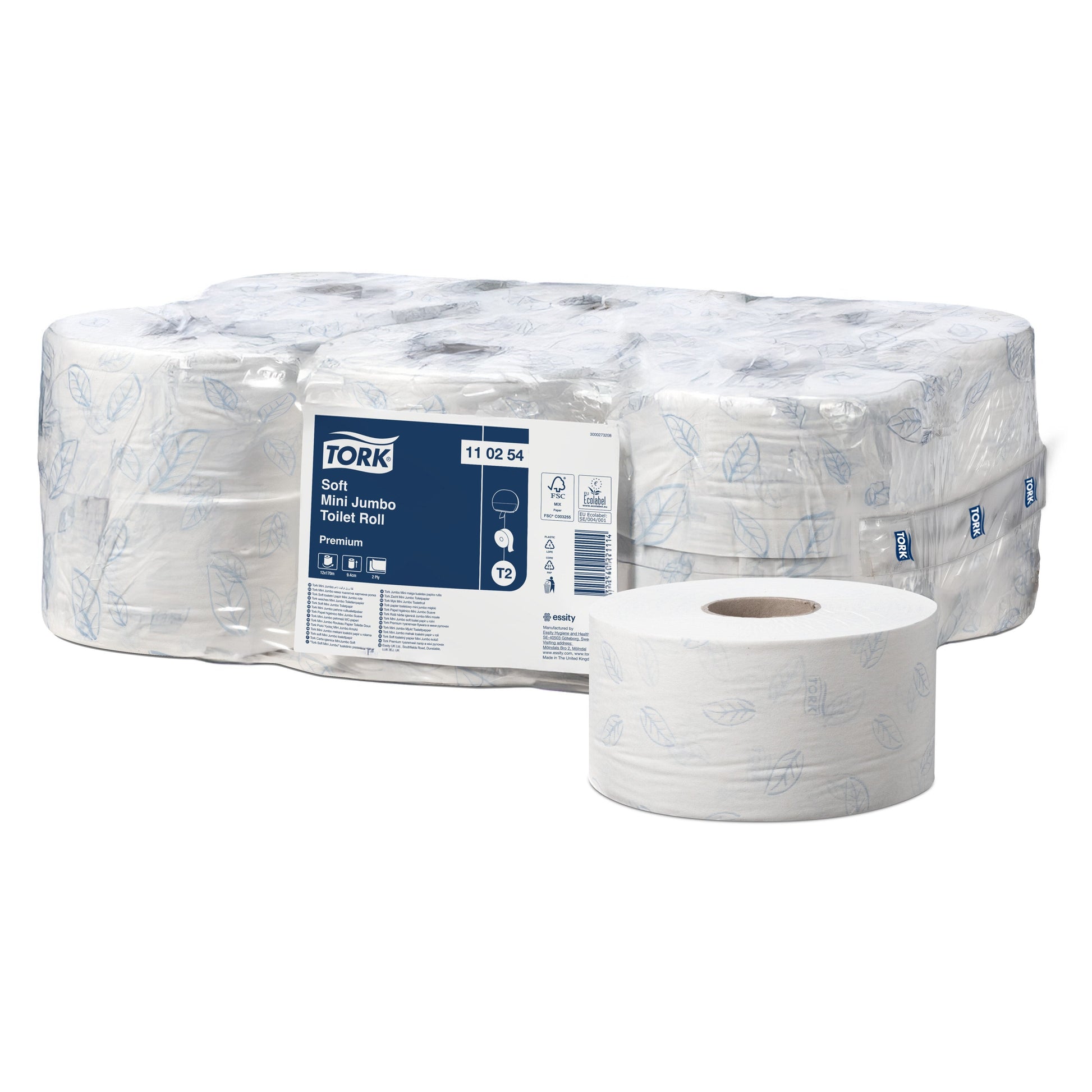 Tork Soft Mini Jumbo Toilet Roll Premium 2Ply - 110254 - Case of 12 x 170m - 