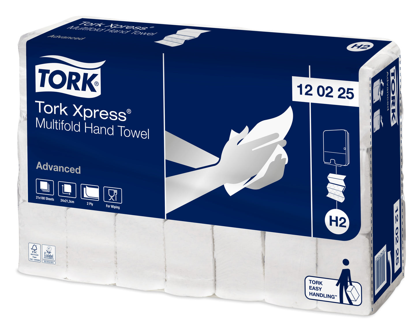 Tork Xpress Multifold Hand Towel White 2Ply - 120225 - Case of 21 x 180m - 3780 Towels - 