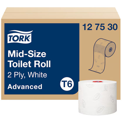 Tork Mid-size Toilet Roll White T6 - Case of 27 - 