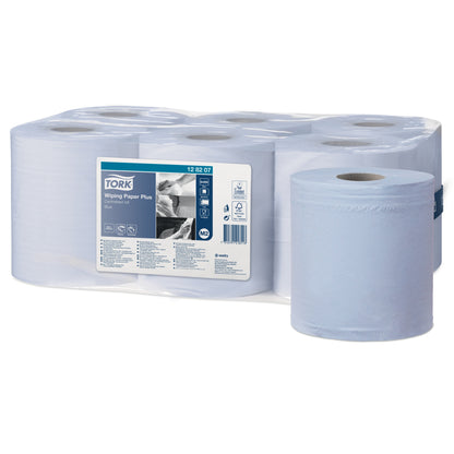 Tork Universal Centrefeed Blue Wiper Roll 2Ply - 128207 - Case of 6 Rolls - 20cm x 157.5m - 