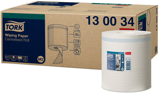 Tork Universal Centrefeed Wiping Paper 1Ply - 130034 - Case of 6 Rolls - 19cm x 165m - 