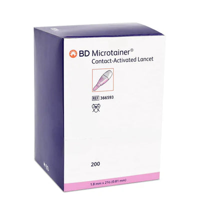 BD Microtainer Contact Activated Lancet Pink 21G x 1.8mm - Box of 200 - 