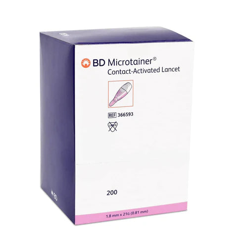 BD Microtainer Contact Activated Lancet Pink 21G x 1.8mm - Box of 200 - 