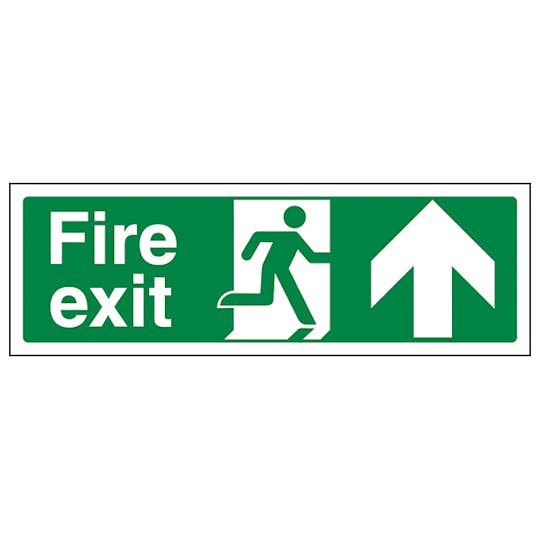 Fire Exit Sign - Man Running with Arrow Up - Vinyl - Safety First Aid