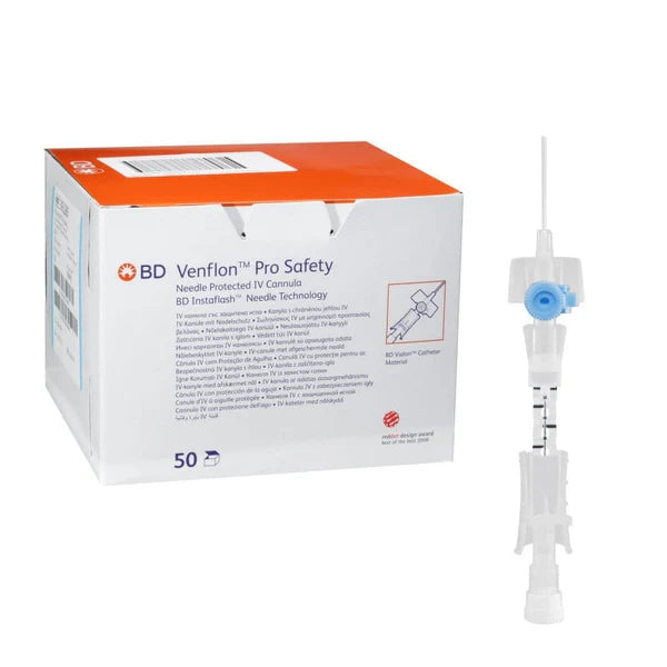 Bd Venflon Pro IV Canula with Instaflash - 22G x 25mm - Box of 50 - 