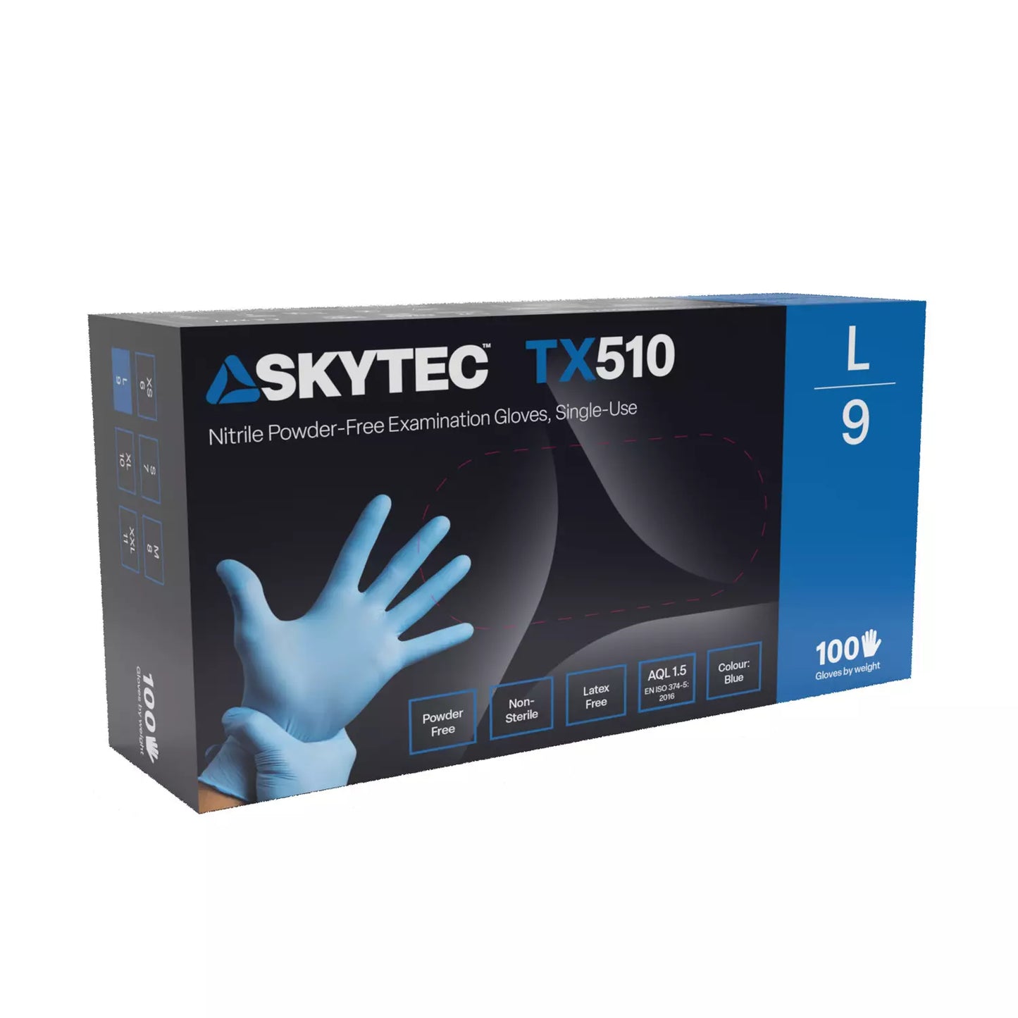 Blue Nitrile Exam Gloves - Large - Box of 100 - Alpha Solway