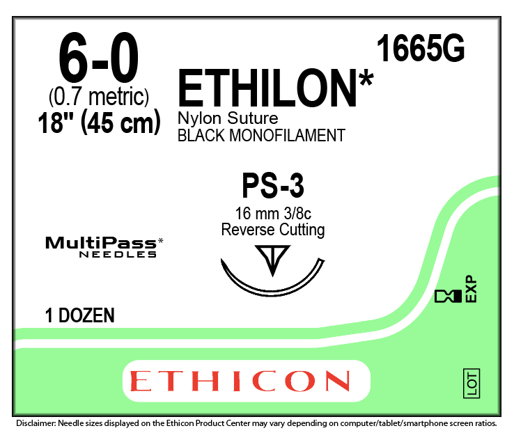 ETHILON Black Monofilament - Pack of 12 - 