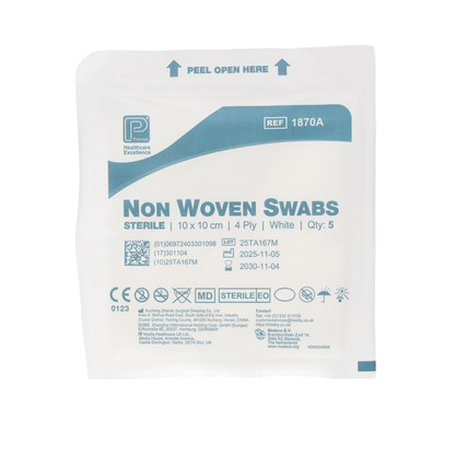Non-Woven Sterile Swabs - 10 x 10cm 4 Ply - 40 Packs of 5