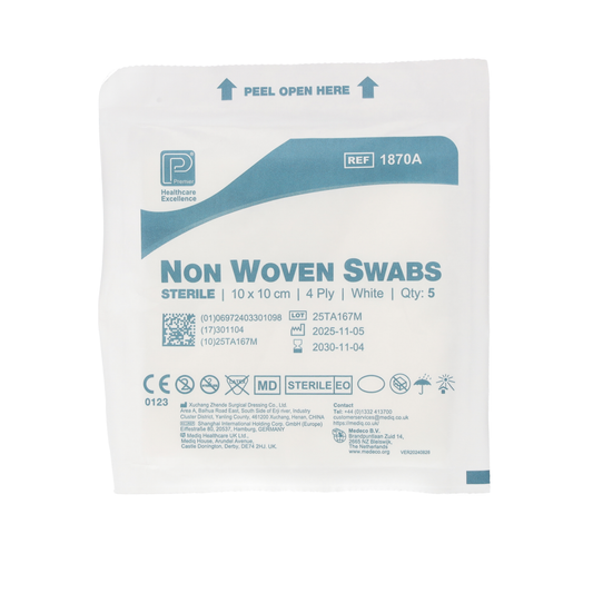 Non-Woven Sterile Swabs - 10 x 10cm 4 Ply - 40 Packs of 5