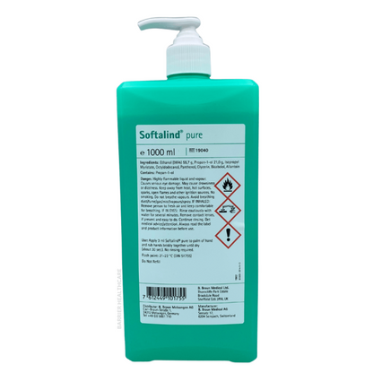 Softalind Pure 1000ML Hand Disinfectant Bottle - Dispensing Pump - 