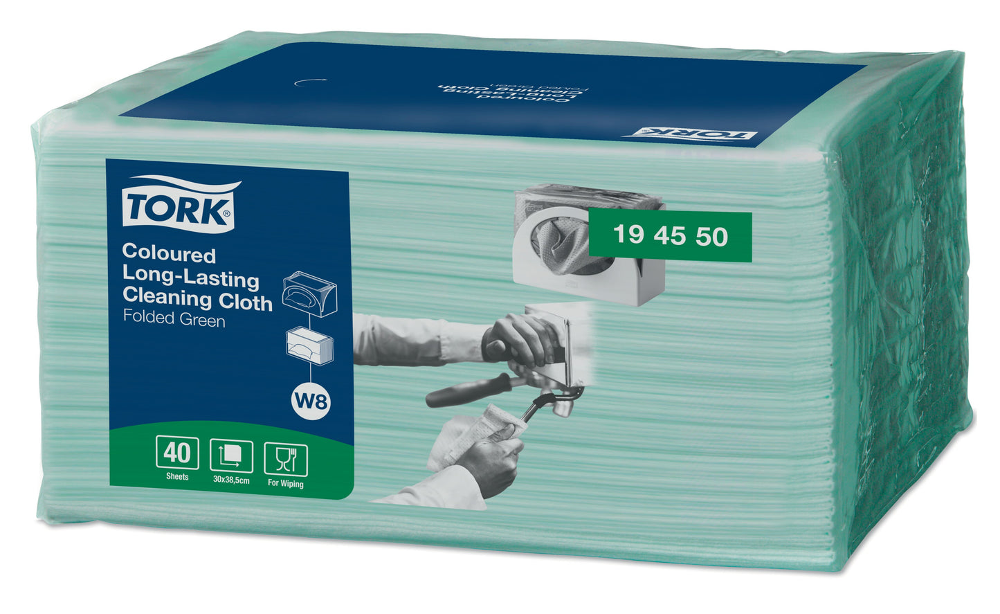 Tork Long-Lasting Cleaning Cloth in Green - Pack of 40 - 194550 - 