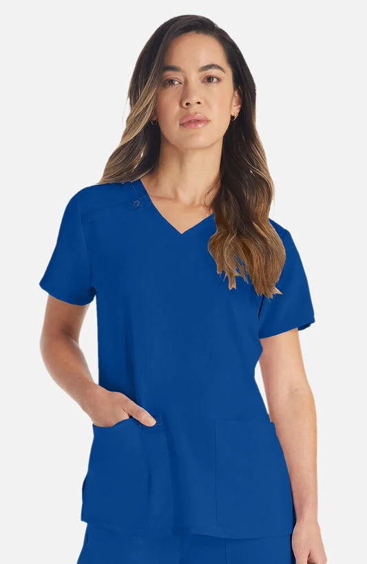 2-Pocket Utility V-Neck Scrub Top - 