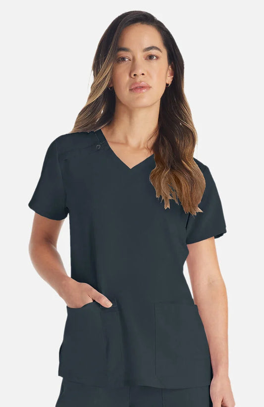 2-Pocket Utility V-Neck Scrub Top - 