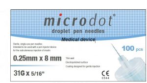 Microdot Droplet Pen Needles - 31G x 8mm - 