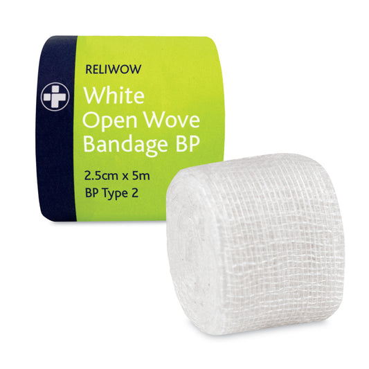 Reliwow Open Wove Bandage BP - 2cm x 5m - Pack of 12 - 