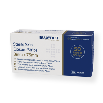 Blue Dot Skin Closure Strips 3mm x 75mm - Pack of 50 (S)