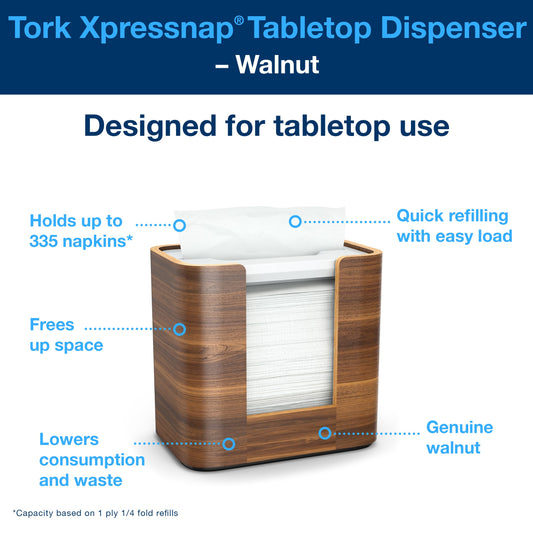 Tork Xpressnap® Tabletop Napkin Dispenser Walnut Image Line N4 - 