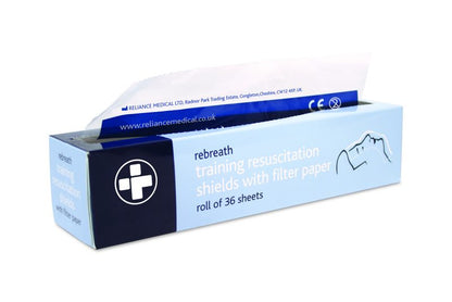Rebreath Training Resus Face Shields with Filter - Paper Rolls of 36 - Case of 50