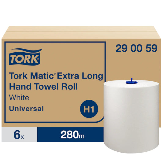 Tork Matic Extra Long Paper Hand Towels - White H1 - Box of 6