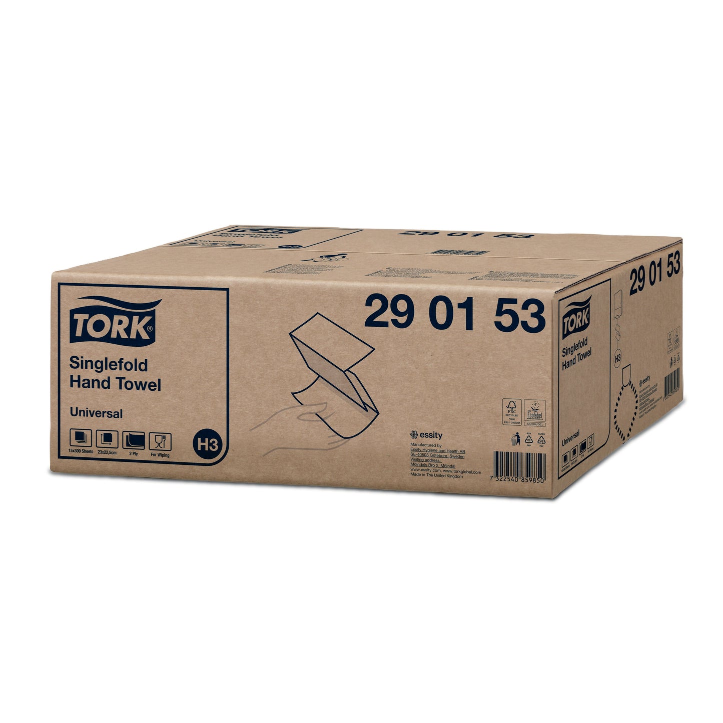 Tork Hand Towels Universal Singlefold - White - 2 Ply - 15 x 300 Sheets - 