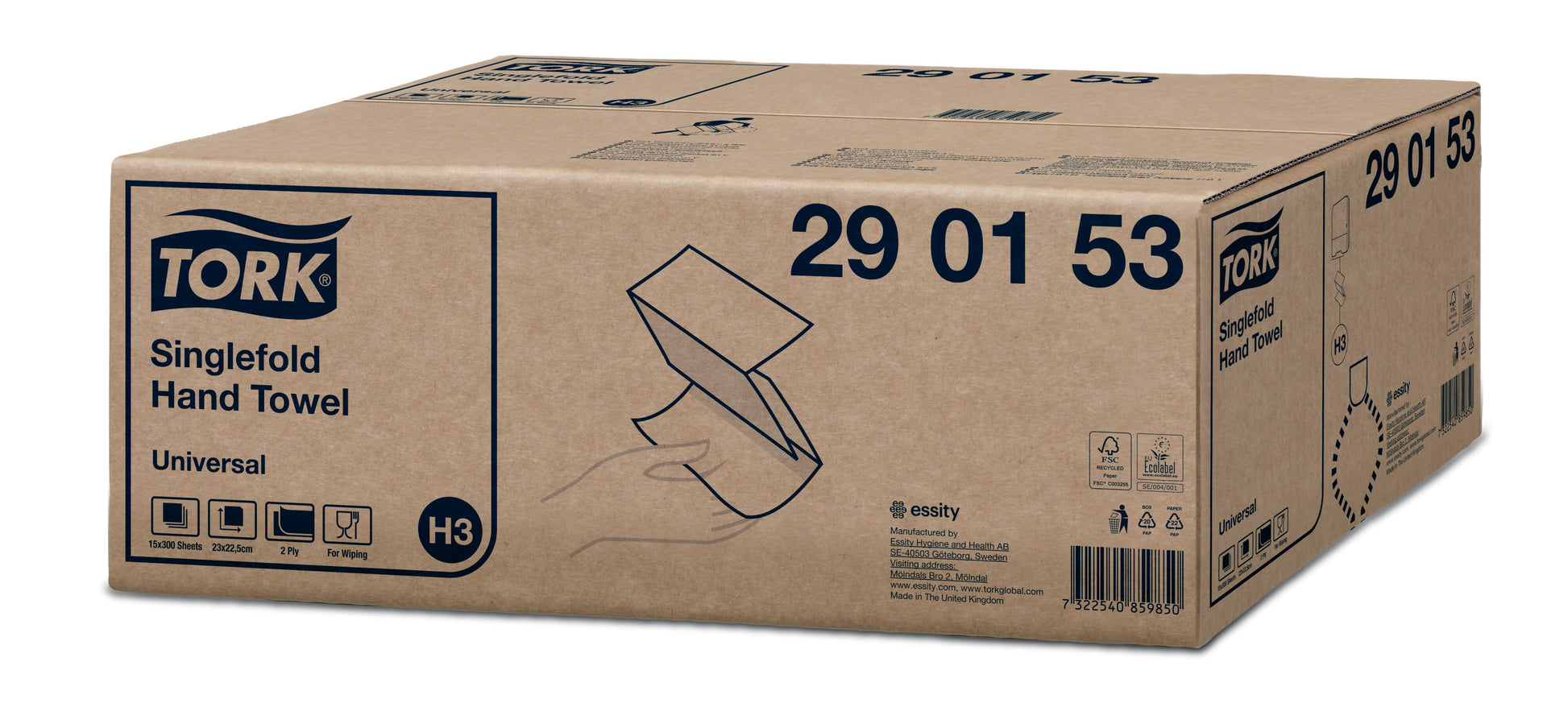 Tork Hand Towels Universal Singlefold - White - 2 Ply - 15 x 300 Sheets - 