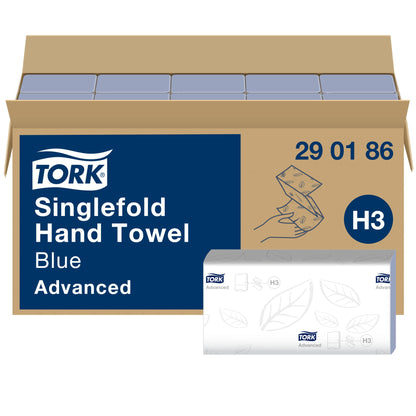 Tork Blue Singlefold Hand Towel 2ply H3 (15x250) - 