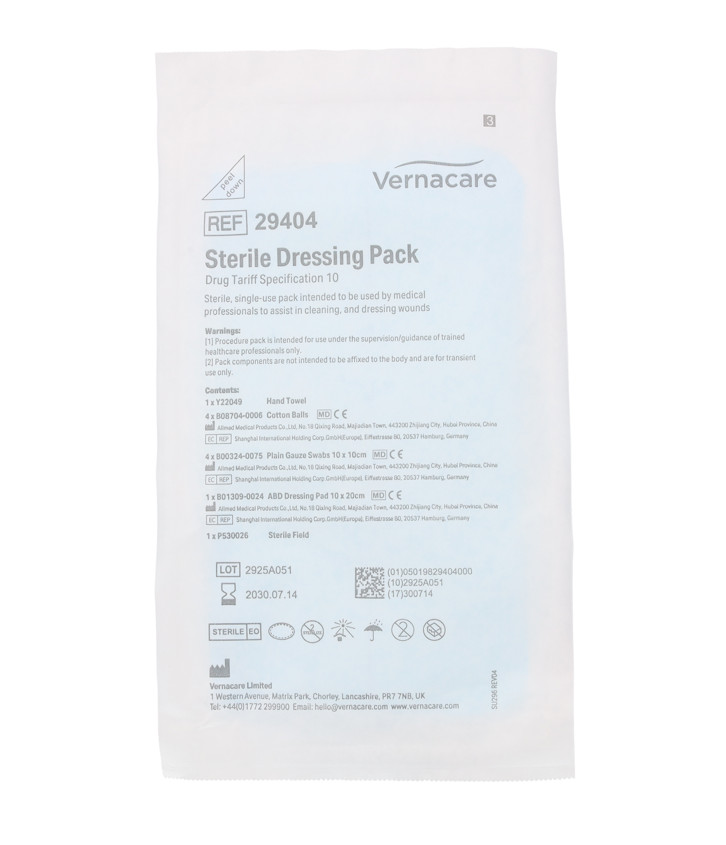 Drug Tariff Dressing Pack (sterile) Spec 10 - SINGLE - 