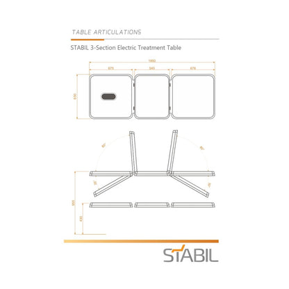 Stabil Pro 3-Section Electric - White Frame and Black Upholstery - 