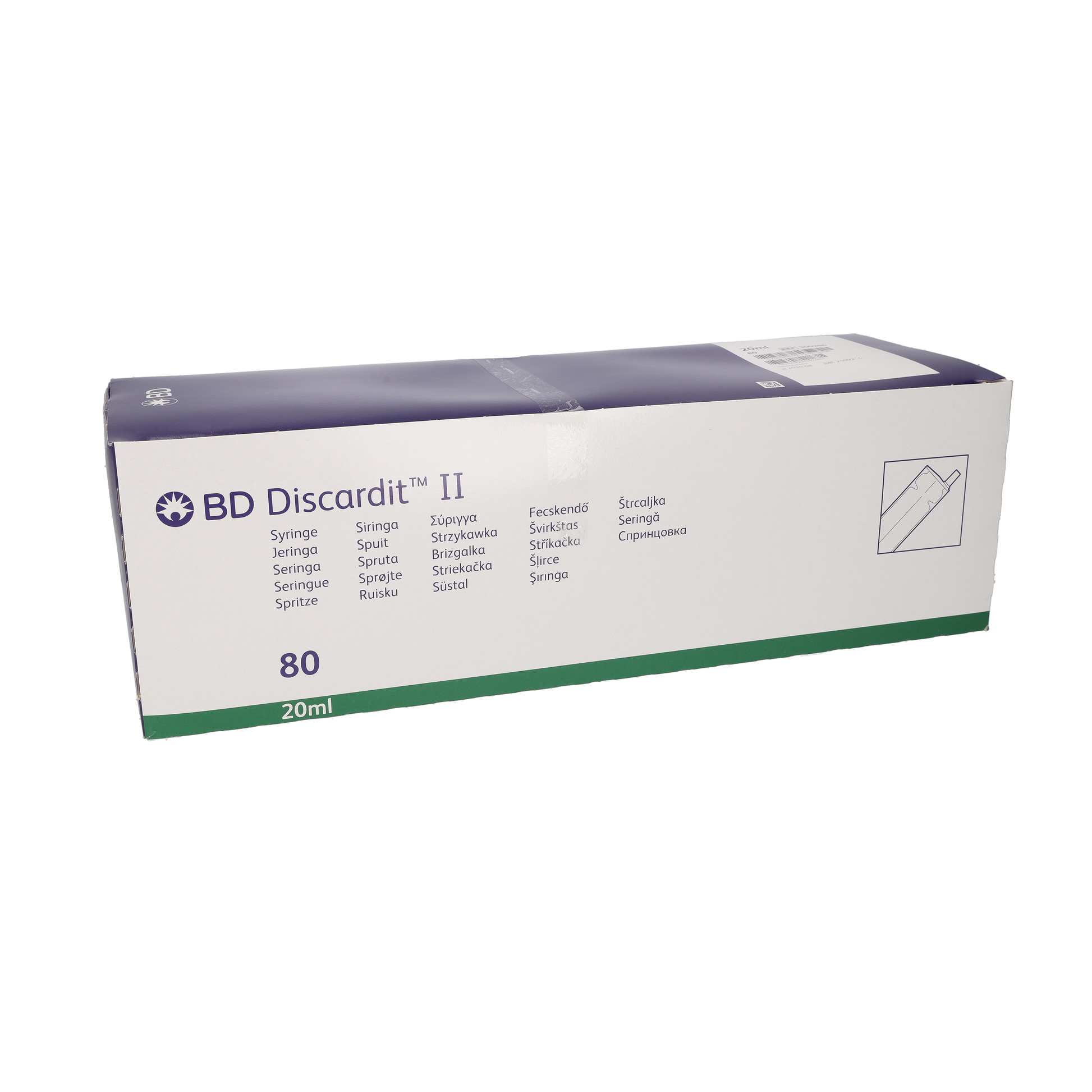 BD Discardit 20ml Eccentric Tip Syringe, 2 Piece x 80 - 