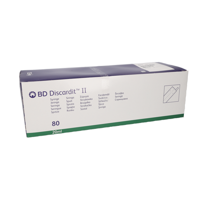 BD Discardit 20ml Eccentric Tip Syringe, 2 Piece x 80 - 