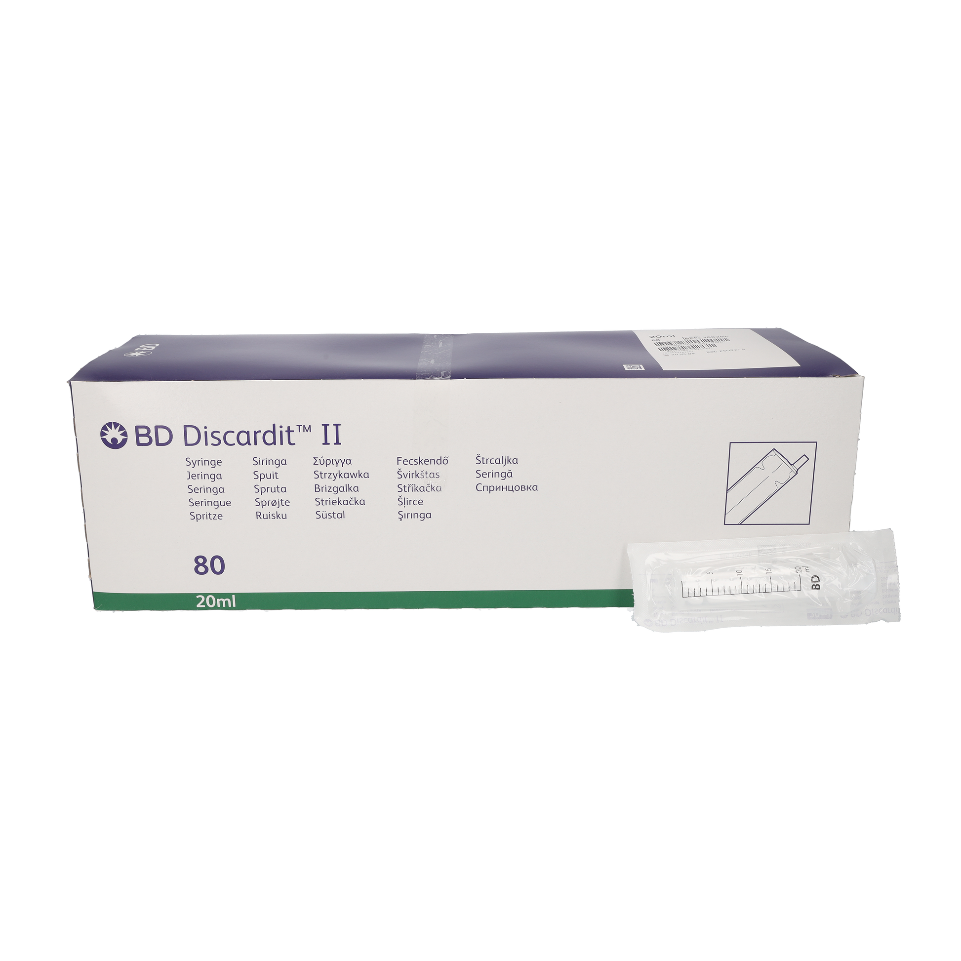 BD Discardit 20ml Eccentric Tip Syringe, 2 Piece x 80 - 