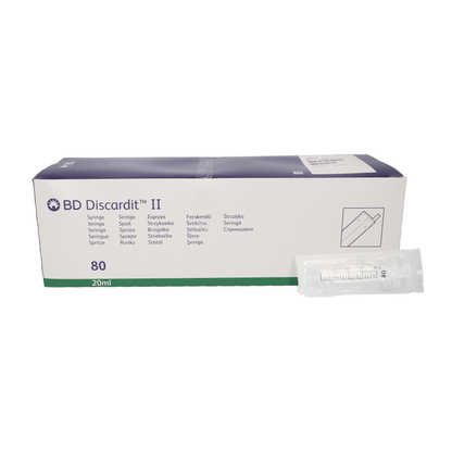 BD Discardit 20ml Eccentric Tip Syringe, 2 Piece x 80 - 