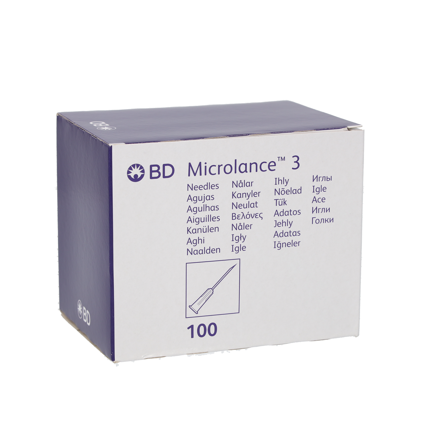 BD Microlance 3 needles, 21G, 25mm, 1", thin, regular, Green - Box of 100 - 
