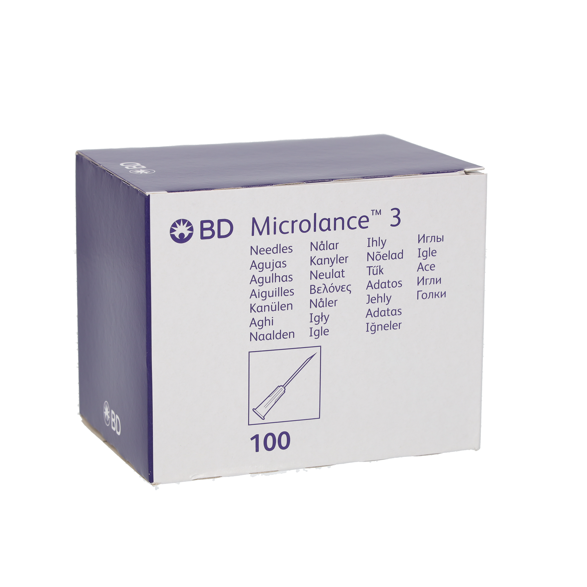 BD Microlance 3 needles, 21G, 25mm, 1", thin, regular, Green - Box of 100 - 