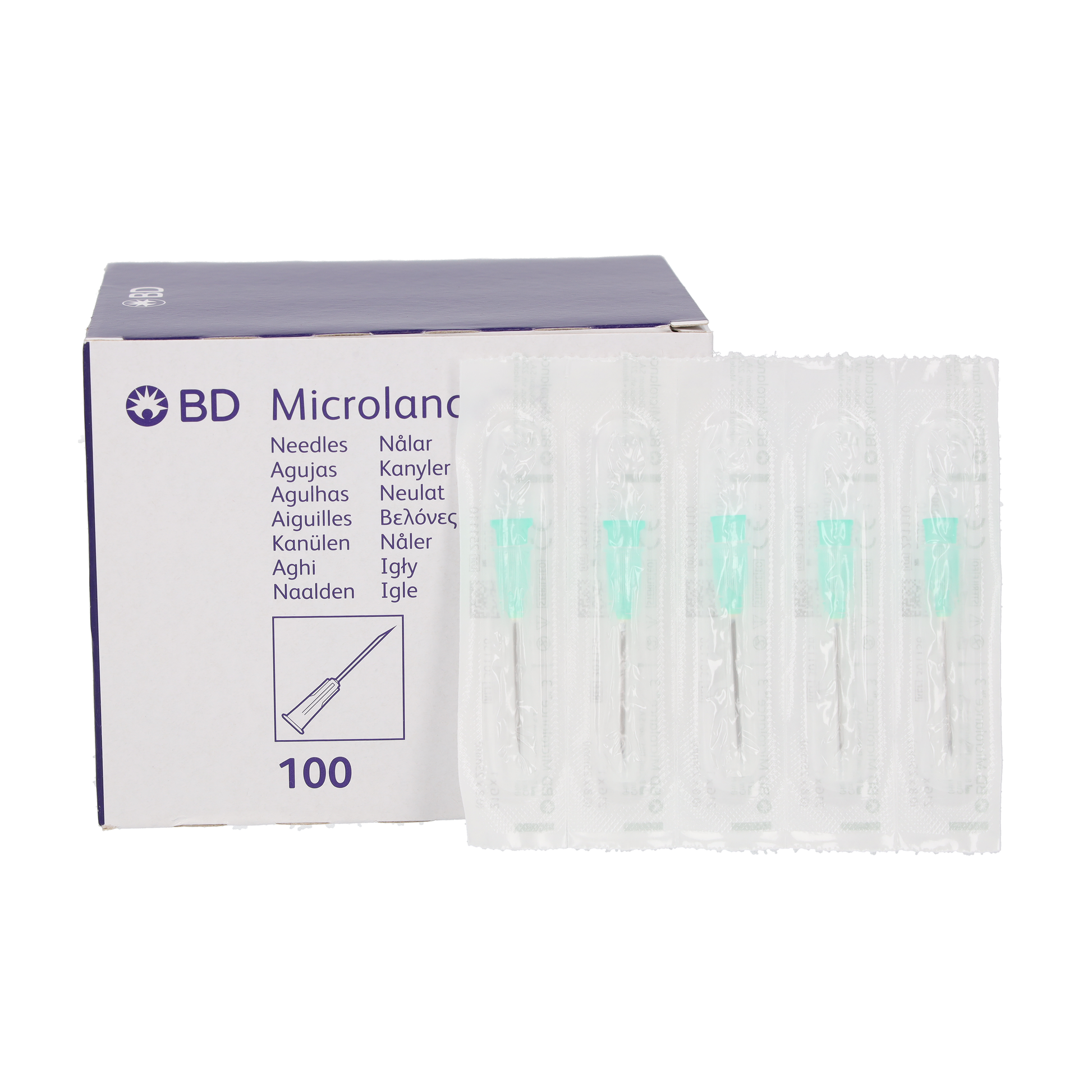 BD Microlance 3 needles, 21G, 25mm, 1", thin, regular, Green - Box of 100 - 