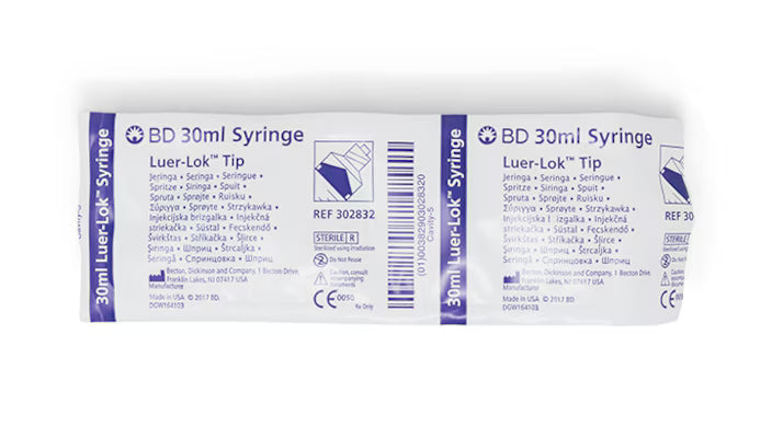 30 ml BD Luer-Lok™ Syringe only - box of 56