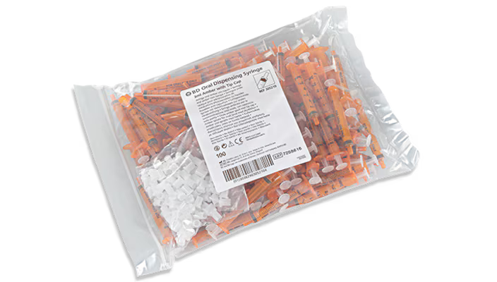 BD® Oral Syringe, 3 mL Amber with Tip Cap - Bag of 100