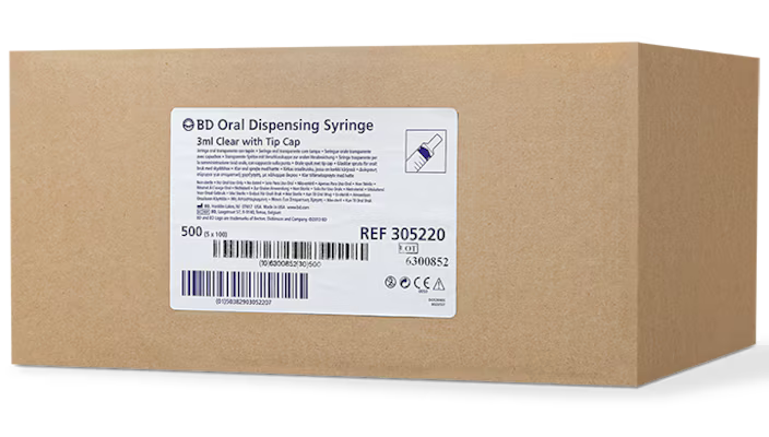 BD® Oral Syringe, 3 mL Clear with Tip Cap - Bag of 100