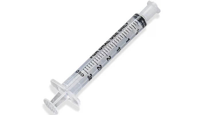 BD® Oral Syringe, 3 mL Clear with Tip Cap - Bag of 100